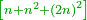 \scriptstyle{\color{OliveGreen}{\left[n+n^2+\left(2n\right)^2\right]}}