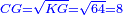 \scriptstyle{\color{blue}{CG=\sqrt{KG}=\sqrt{64}=8}}