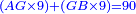 \scriptstyle{\color{blue}{\left(AG\times9\right)+\left(GB\times9\right)=90}}