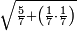 \scriptstyle\sqrt{\frac{5}{7}+\left(\frac{1}{7}\sdot\frac{1}{7}\right)}