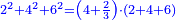 \scriptstyle{\color{blue}{2^2+4^2+6^2=\left(4+\frac{2}{3}\right)\sdot\left(2+4+6\right)}}