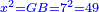 \scriptstyle{\color{blue}{x^2=GB=7^2=49}}