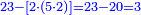 \scriptstyle{\color{blue}{23-\left[2\sdot\left(5\sdot2\right)\right]=23-20=3}}