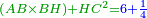 \scriptstyle{\color{OliveGreen}{\left(AB\times BH\right)+HC^2=}}{\color{blue}{6+\frac{1}{4}}}