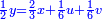 \scriptstyle{\color{blue}{\frac{1}{2}y=\frac{2}{3}x+\frac{1}{6}u+\frac{1}{6}v}}