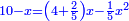 \scriptstyle{\color{blue}{10-x=\left(4+\frac{2}{5}\right)x-\frac{1}{5}x^2}}