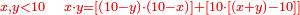 \scriptstyle{\color{red}{x,y<10\quad x\sdot y=\left[\left(10-y\right)\sdot\left(10-x\right)\right]+\left[10\sdot\left[\left(x+y\right)-10\right]\right]}}