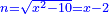 \scriptstyle{\color{blue}{n=\sqrt{x^2-10}=x-2}}