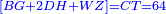 \scriptstyle{\color{blue}{\left[BG+2DH+WZ\right]=CT=64}}