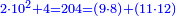 \scriptstyle{\color{blue}{2\sdot10^2+4=204=\left(9\sdot8\right)+\left(11\sdot12\right)}}
