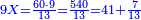 \scriptstyle{\color{blue}{9X=\frac{60\sdot9}{13}=\frac{540}{13}=41+\frac{7}{13}}}