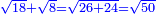 \scriptstyle{\color{blue}{\sqrt{18}+\sqrt{8}=\sqrt{26+24}=\sqrt{50}}}