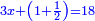 \scriptstyle{\color{blue}{3x+\left(1+\frac{1}{2}\right)=18}}