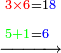 \scriptstyle\xrightarrow{\begin{align}&\scriptstyle{\color{red}{3\times6}}=1{\color{blue}{8}}\\&\scriptstyle{\color{green}{5+1}}={\color{blue}{6}}\\\end{align}}
