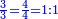 \scriptstyle{\color{blue}{\frac{3}{3}=\frac{4}{4}=1:1}}