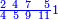 \scriptstyle{\color{blue}{\frac{2\ 4\ 7\ \ 5}{4\ 5\ 9\ 11}1}}