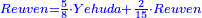 \scriptstyle{\color{blue}{Reuven=\frac{5}{8}\sdot Yehuda+\frac{2}{15}\sdot Reuven}}