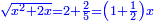 \scriptstyle{\color{blue}{\sqrt{x^2+2x}=2+\frac{2}{5}=\left(1+\frac{1}{2}\right)x}}