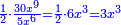 \scriptstyle{\color{blue}{\frac{1}{2}\sdot\frac{30x^9}{5x^6}=\frac{1}{2}\sdot6x^3=3x^3}}