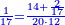 \scriptstyle{\color{blue}{\frac{1}{17}=\frac{14+\frac{2}{17}}{20\sdot12}}}
