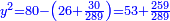 \scriptstyle{\color{blue}{y^2=80-\left(26+\frac{30}{289}\right)=53+\frac{259}{289}}}