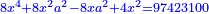 \scriptstyle{\color{blue}{8x^4+8x^2a^2-8xa^2+4x^2=97423100}}