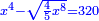 \scriptstyle{\color{blue}{x^4-\sqrt{\frac{4}{5}x^8}=320}}