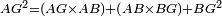 \scriptstyle AG^2=\left(AG\times AB\right)+\left(AB\times BG\right)+BG^2