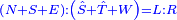 \scriptstyle{\color{blue}{\left(N+S+E\right):\left(\hat{S}+\hat{T}+W\right)=L:R}}