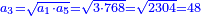 \scriptstyle{\color{blue}{a_3=\sqrt{a_1\sdot a_5}=\sqrt{3\sdot768}=\sqrt{2304}=48}}