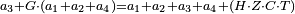 \scriptstyle a_3+G\sdot\left(a_1+a_2+a_4\right)=a_1+a_2+a_3+a_4+\left(H\sdot Z\sdot C\sdot T\right)