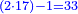 \scriptstyle{\color{blue}{\left(2\sdot17\right)-1=33}}
