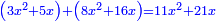 \scriptstyle{\color{blue}{\left(3x^2+5x\right)+\left(8x^2+16x\right)=11x^2+21x}}