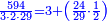 \scriptstyle{\color{blue}{\frac{594}{3\sdot2\sdot29}=3+\left(\frac{24}{29}\sdot\frac{1}{2}\right)}}