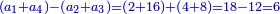 \scriptstyle{\color{blue}{\left(a_1+a_4\right)-\left(a_2+a_3\right)=\left(2+16\right)+\left(4+8\right)=18-12=6}}