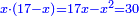 \scriptstyle{\color{blue}{x\sdot\left(17-x\right)=17x-x^2=30}}