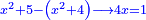 \scriptstyle{\color{blue}{x^2+5-\left(x^2+4\right)\longrightarrow4x=1}}