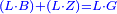 \scriptstyle{\color{blue}{\left(L\sdot B\right)+\left(L\sdot Z\right)=L\sdot G}}