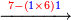 \scriptstyle\xrightarrow{{\color{red}{7-\left({\color{blue}{1}}\times6\right)}}{\color{blue}{1}}}