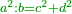 \scriptstyle{\color{OliveGreen}{a^2:b=c^2+d^2}}