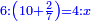 \scriptstyle{\color{blue}{6:\left(10+\frac{2}{7}\right)=4:x}}