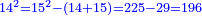 \scriptstyle{\color{blue}{14^2=15^2-\left(14+15\right)=225-29=196}}