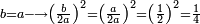 \scriptstyle b=a\longrightarrow\left(\frac{b}{2a}\right)^2=\left(\frac{a}{2a}\right)^2=\left(\frac{1}{2}\right)^2=\frac{1}{4}