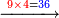 \scriptstyle\xrightarrow{{\color{red}{9\times4}}={\color{blue}{36}}}