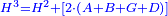 \scriptstyle{\color{blue}{H^3=H^2+\left[2\sdot\left(A+B+G+D\right)\right]}}