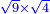 \scriptstyle{\color{blue}{\sqrt{9}\times\sqrt{4}}}