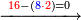 \scriptstyle\xrightarrow{{\color{red}{16}}-\left({\color{blue}{8}}{\color{red}{\sdot2}}\right)=0}