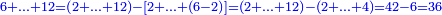 \scriptstyle{\color{blue}{6+\ldots+12=\left(2+\ldots+12\right)-\left[2+\ldots+\left(6-2\right)\right]=\left(2+\ldots+12\right)-\left(2+\ldots+4\right)=42-6=36}}