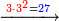 \scriptstyle\xrightarrow{{\color{red}{3\sdot3^2}}={\color{blue}{27}}}