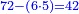 \scriptstyle{\color{blue}{72-\left(6\sdot5\right)=42}}